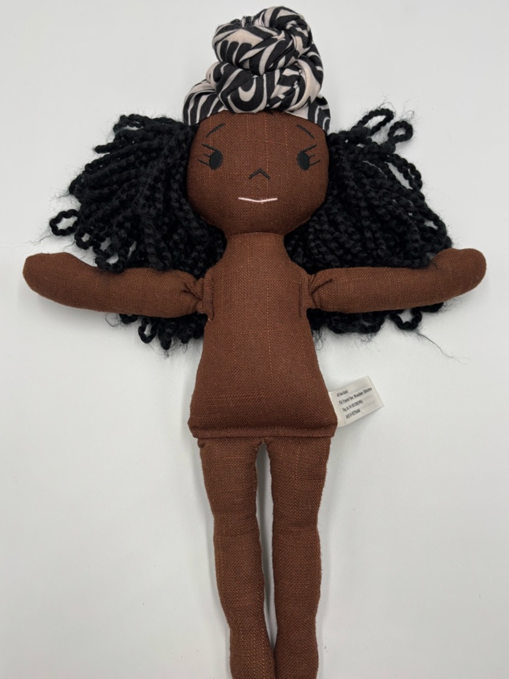 Harperlman Rae 14'' Plush African Linen & Wool Handmade Doll WITHOUT Outfit